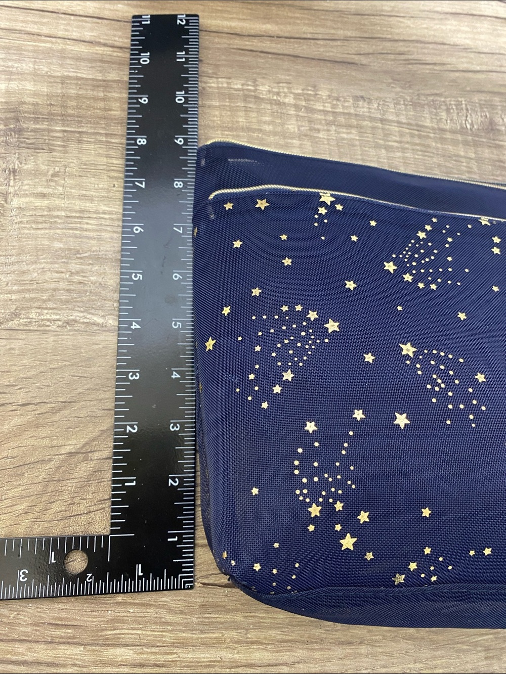 Estee Lauder Navy Cosmetic Pouch with Gold Star Print - Picture 6 of 7